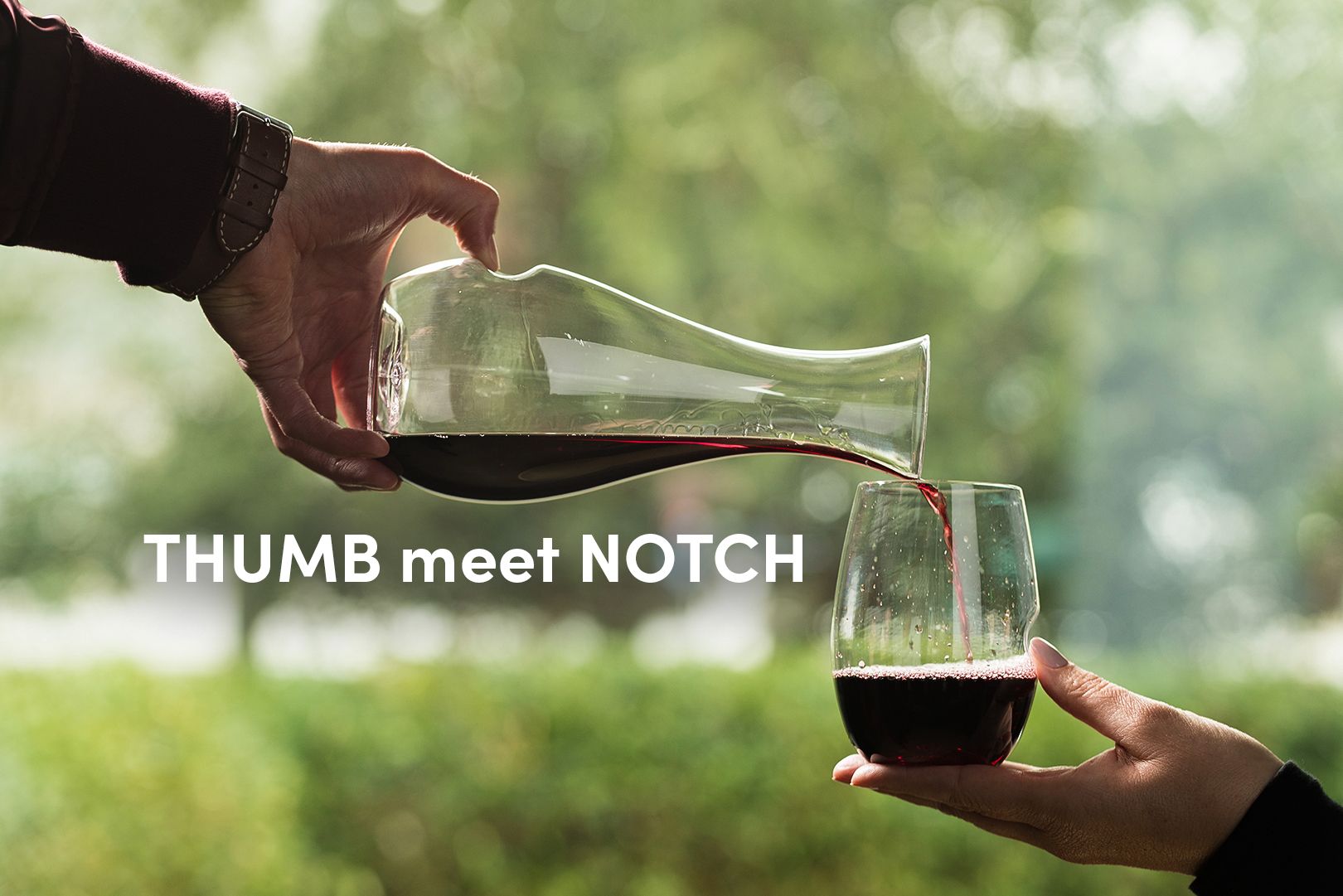 thumb notch stemless wine glass